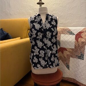 Etcetera Black and White Floral Tank Top